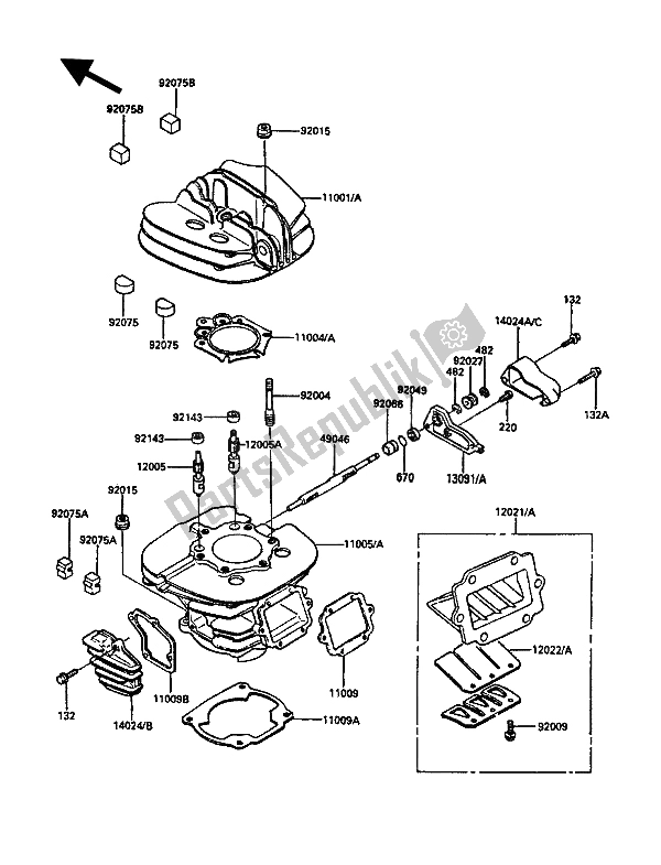 Toutes les pièces pour le Culasse Et Cylindre du Kawasaki KDX 200 1987