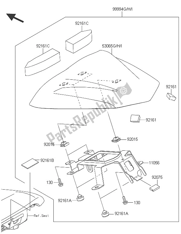 Toutes les pièces pour le Accessoire (housse De Siège Simple) du Kawasaki ER 6N 650 2016