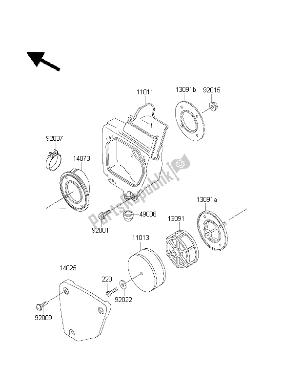 All parts for the Air Cleaner of the Kawasaki KX 60 2003