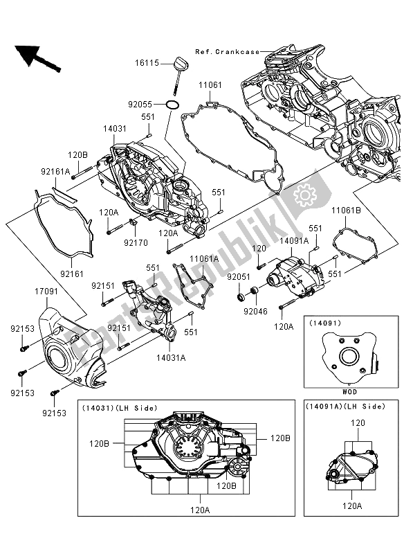 Tutte le parti per il Coperchio Motore Sinistro del Kawasaki VN 1700 Voyager ABS 2009