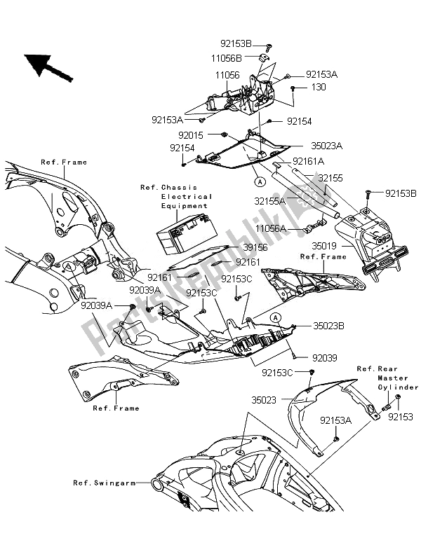 Todas las partes para Guardabarros Trasero de Kawasaki Ninja ZX 10R ABS 1000 2011