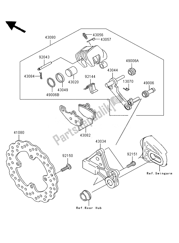 Toutes les pièces pour le Frein Arriere du Kawasaki Versys 650 2007