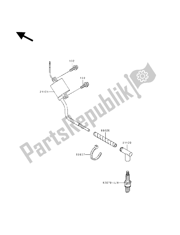 All parts for the Ignition Coil of the Kawasaki KX 125 1992