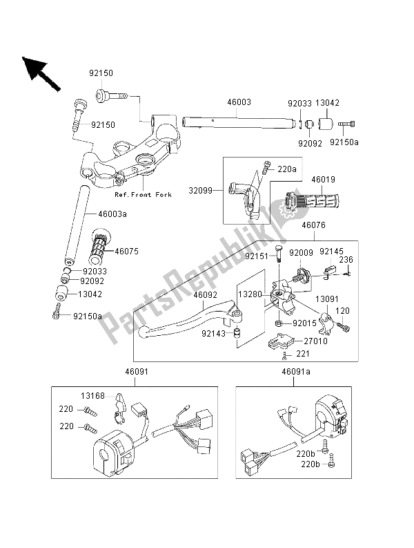 Todas las partes para Manillar de Kawasaki Ninja ZX 12R 1200 2000