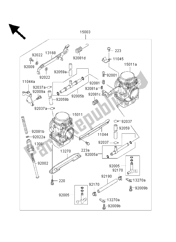 Tutte le parti per il Carburatore del Kawasaki GPZ 500S 2003