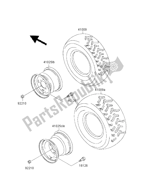 Tutte le parti per il Pneumatici del Kawasaki KVF 400 4X4 2000