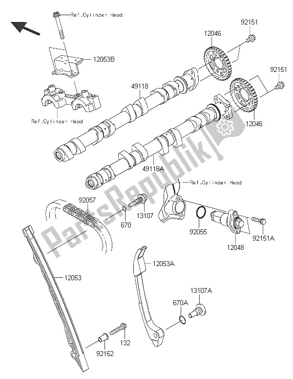 Tutte le parti per il Albero A Camme (s) E Tenditore del Kawasaki Z 1000 2016