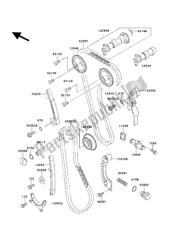 Todas las partes para árbol De Levas Y Tensor de Kawasaki KLX 650 1993
