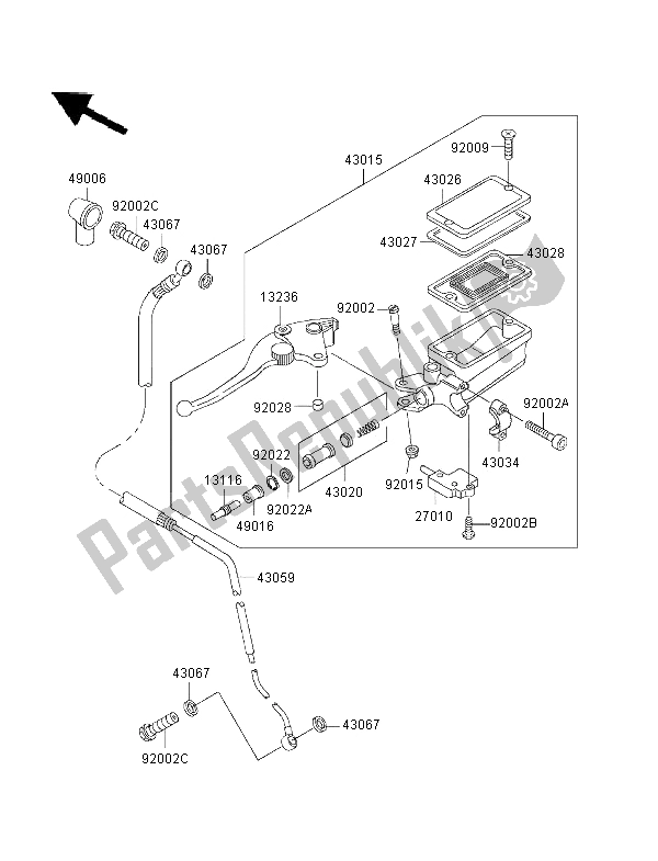 Tutte le parti per il Pompa Frizione del Kawasaki ZRX 1100 1997