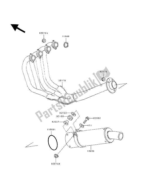 Todas las partes para Silenciador de Kawasaki ZXR 400 1991