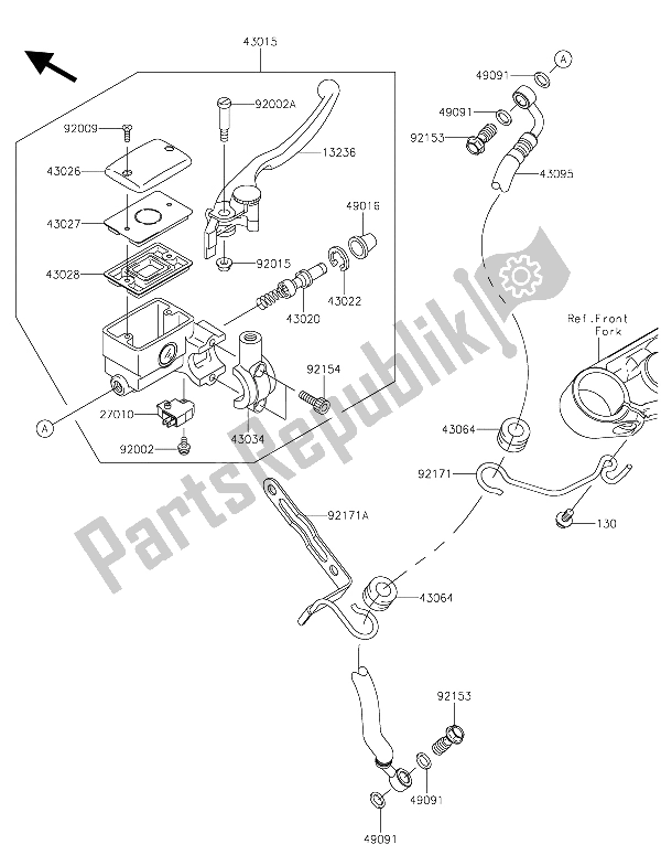 All parts for the Front Master Cylinder of the Kawasaki VN 900 Custom 2015