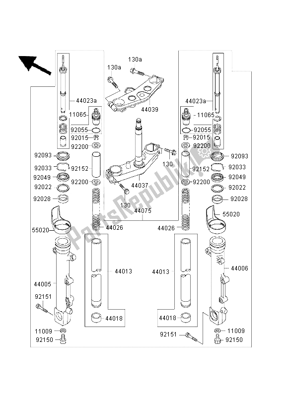Todas las partes para Tenedor Frontal de Kawasaki ZRX 1200 2003