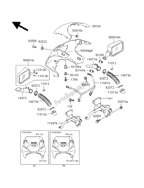 All parts for the Cowling of the Kawasaki ZXR 400 1997