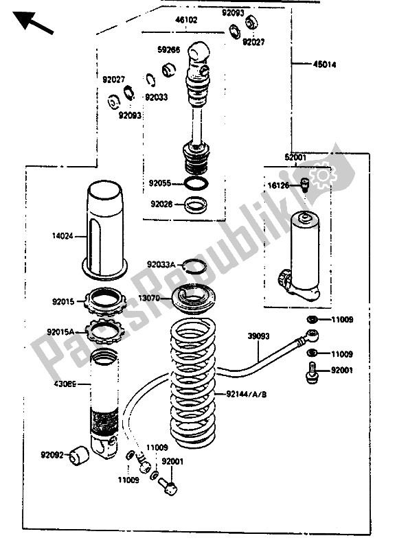 Todas las partes para Amortiguador de Kawasaki KX 500 1986