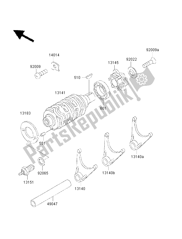 Todas las partes para Cambio De Marcha Tambor Y Cambio Tenedor de Kawasaki KMX 125 2001