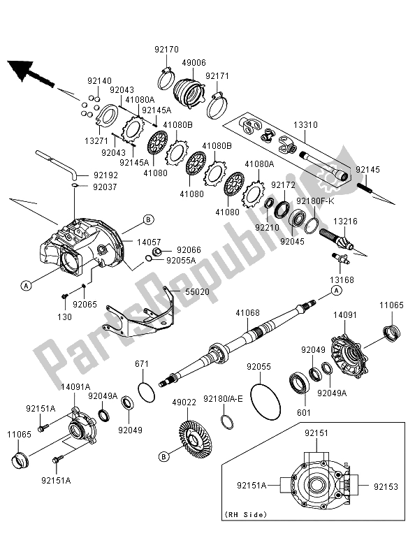 Todas las partes para Eje De Transmisión Trasero de Kawasaki KVF 650 4X4 2006