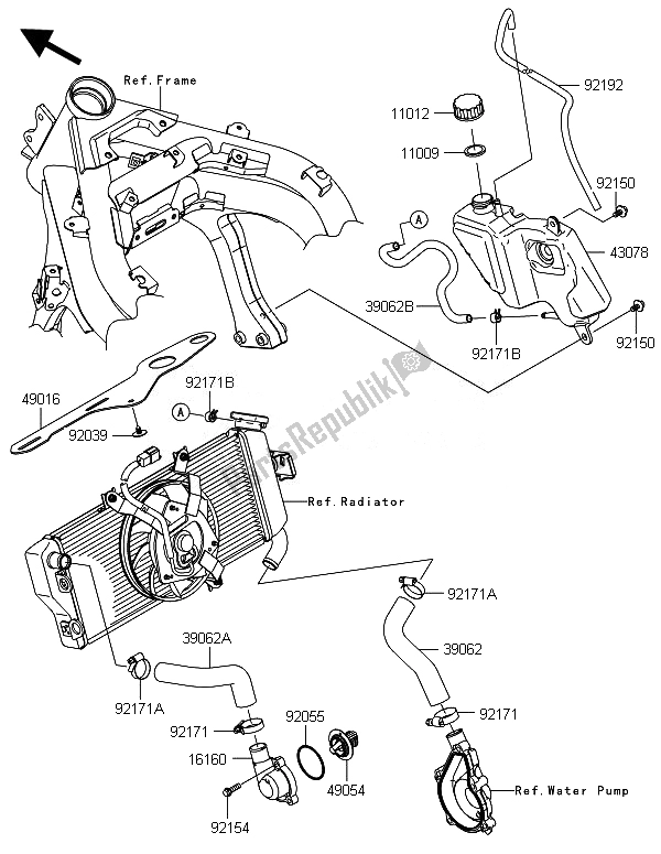 All parts for the Water Pipe of the Kawasaki ER 6F ABS 650 2014