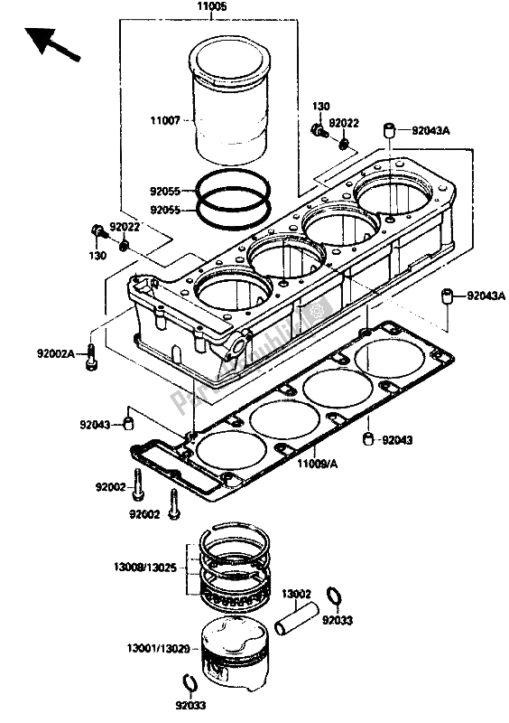 All parts for the Cylinder & Piston of the Kawasaki ZX 10 1000 1988