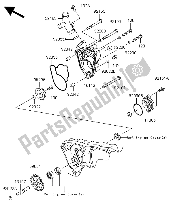 All parts for the Water Pump of the Kawasaki KX 250F 2011