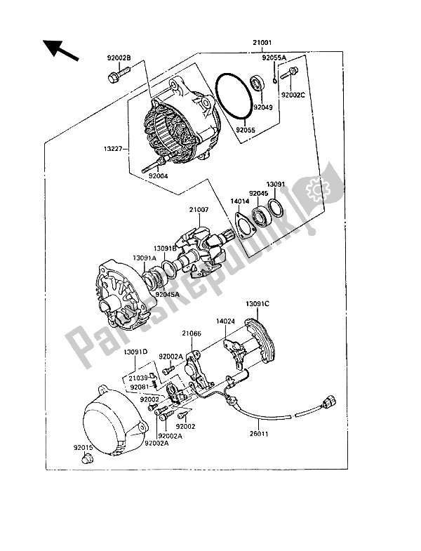 Tutte le parti per il Generatore del Kawasaki GPZ 900R 1987