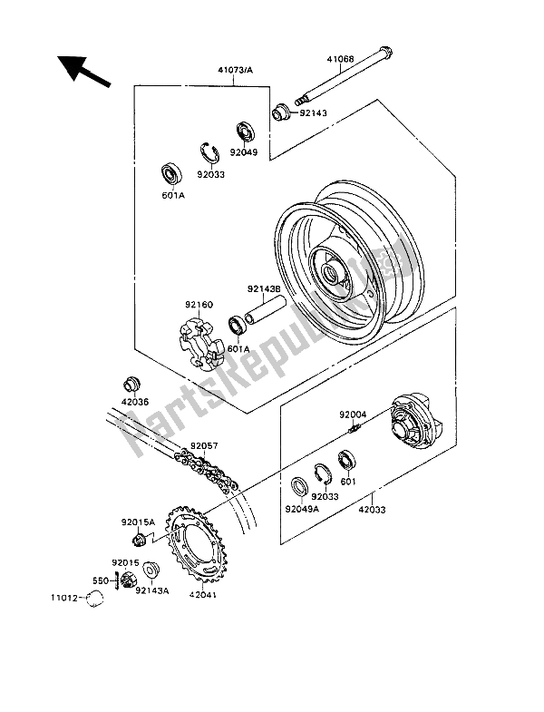 Tutte le parti per il Mozzo Posteriore del Kawasaki ZXR 750 1989 Tutte le parti per il Mozzo Posteriore del Kawasaki ZXR 750 1989