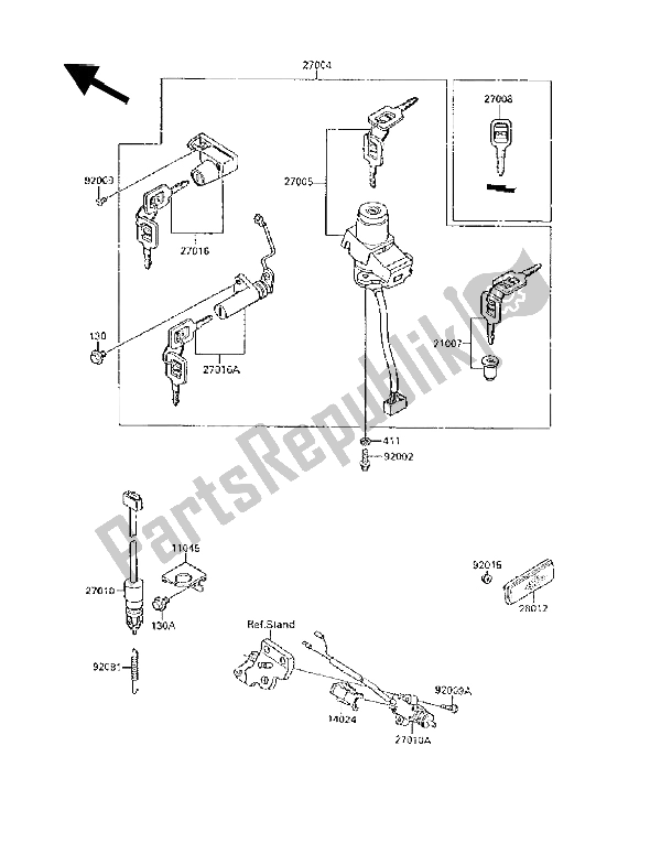 Toutes les pièces pour le Interrupteur D'allumage du Kawasaki GPX 250R 1989