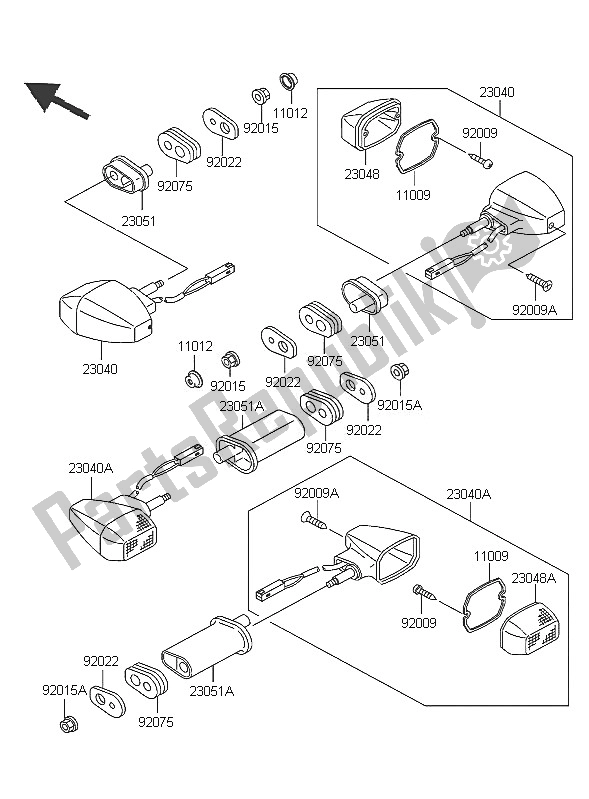 Tutte le parti per il Indicatori Di Direzione del Kawasaki ER 5 500 2005