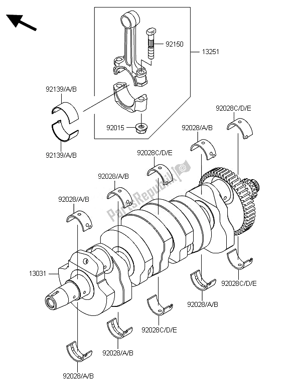 Todas las partes para Cigüeñal de Kawasaki Z 800 ABS DEF 2014