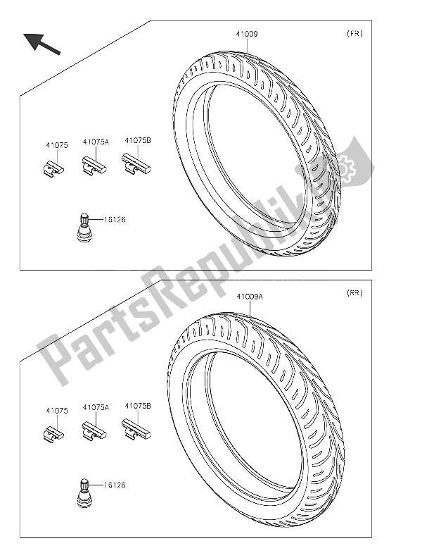 Tutte le parti per il Pneumatici (1) del Kawasaki Ninja 250 SL 2016