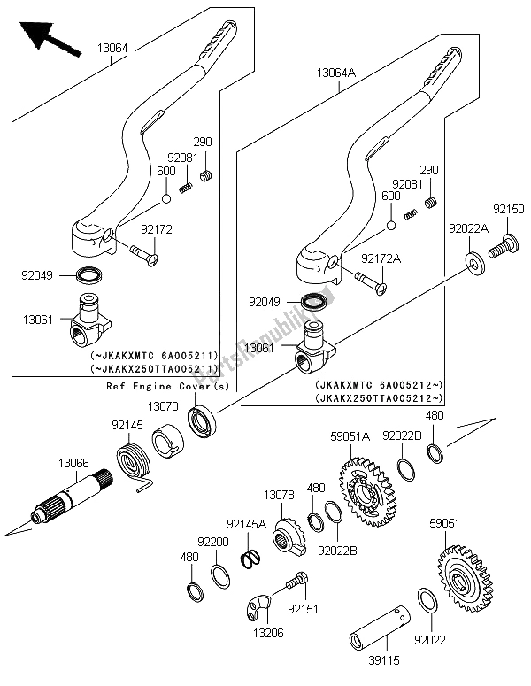 Todas las partes para Mecanismo De Arranque de Kawasaki KX 250F 2006