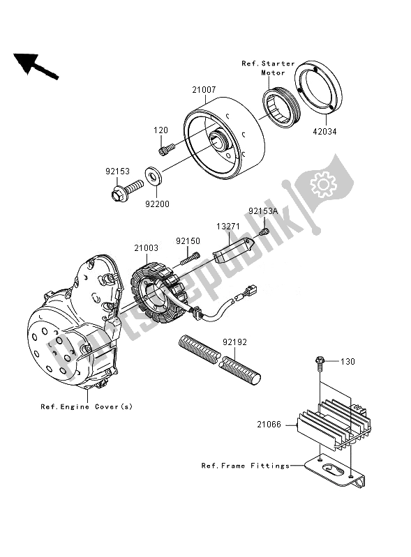 Todas as partes de Gerador do Kawasaki ER 6N 650 2007