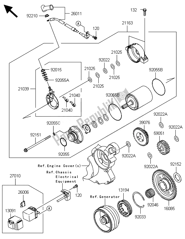 Alle onderdelen voor de Startmotor van de Kawasaki KLX 450R 2014