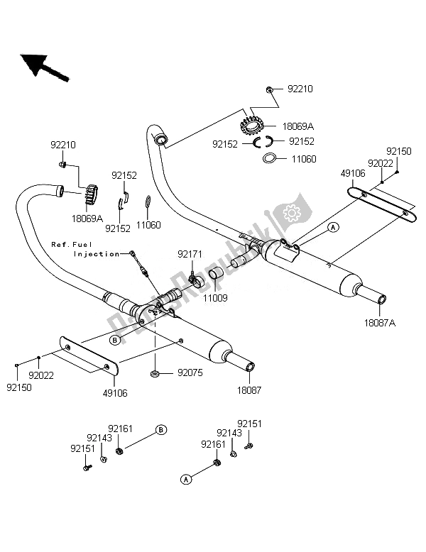 All parts for the Muffler of the Kawasaki W 800 2011