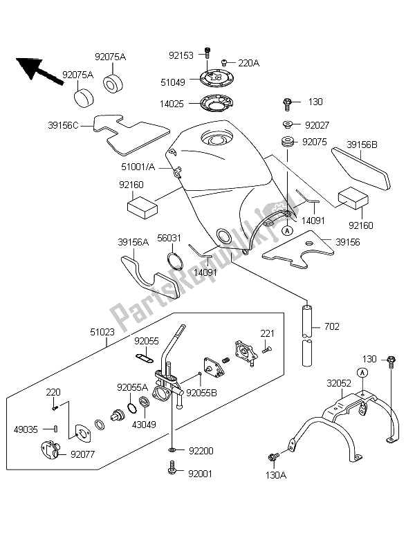 Tutte le parti per il Serbatoio Di Carburante del Kawasaki KLE 500 2006