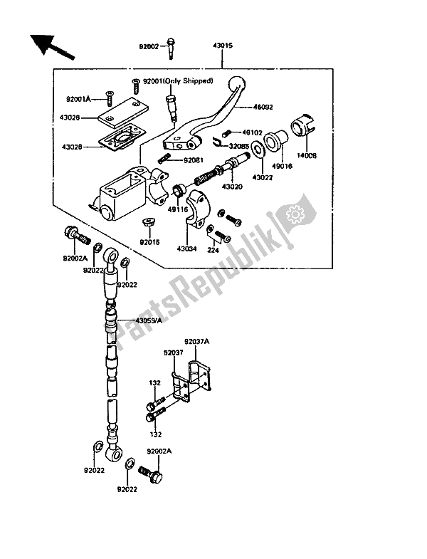 Tutte le parti per il Pompa Freno Anteriore del Kawasaki KDX 200 1987