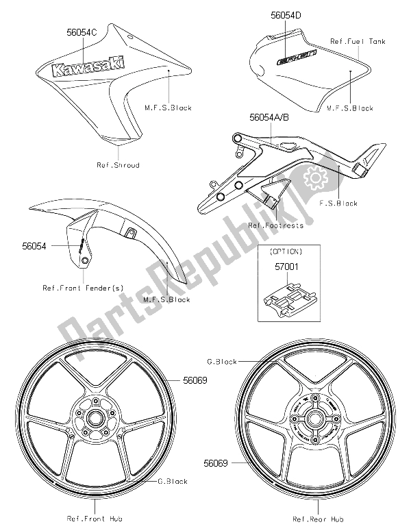 All parts for the Decals (c. L. Green) of the Kawasaki ER 6N ABS 650 2015