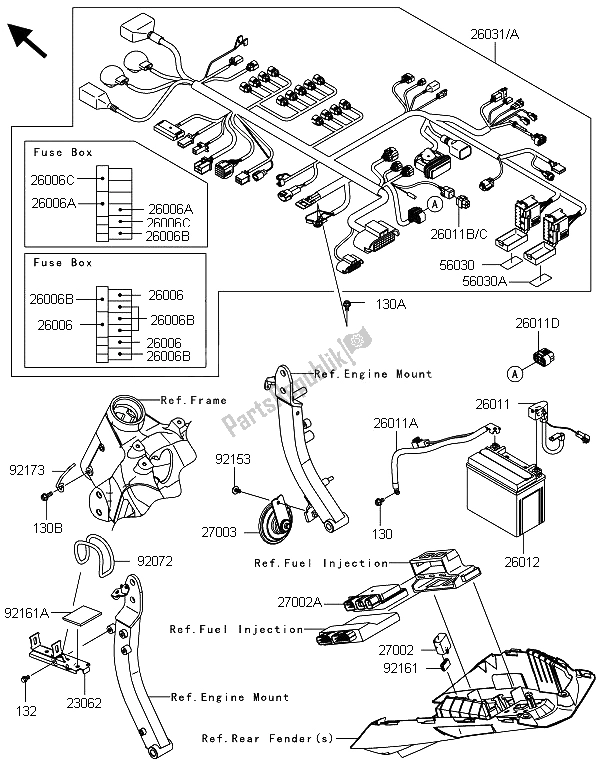 Todas las partes para Equipo Eléctrico Del Chasis de Kawasaki Z 1000 ABS 2013