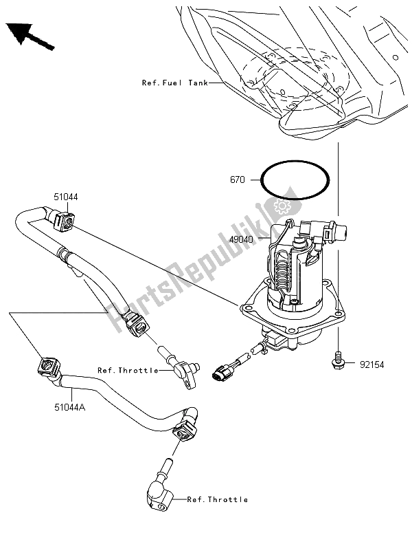 All parts for the Fuel Pump of the Kawasaki KX 250F 2012