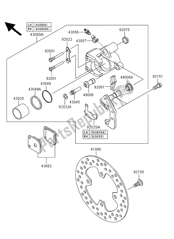 All parts for the Front Brake of the Kawasaki KVF 360 4X4 2012