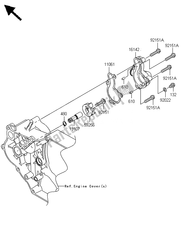 Toutes les pièces pour le Pompe à Eau du Kawasaki KFX 450R 2014