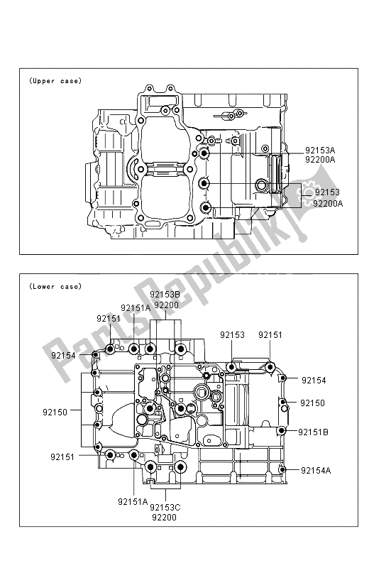 All parts for the Crankcase Bolt Pattern of the Kawasaki ER 6F ABS 650 2013