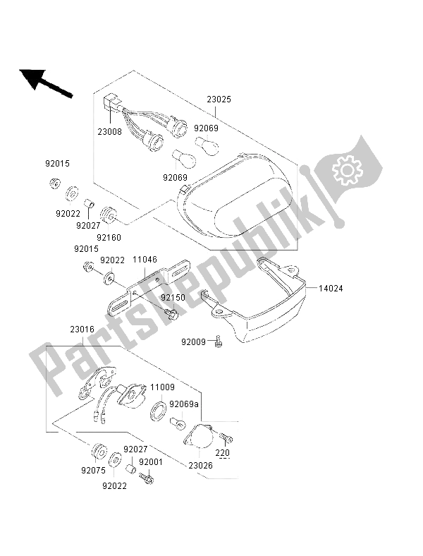 All parts for the Taillight of the Kawasaki ZZ R 600 2002