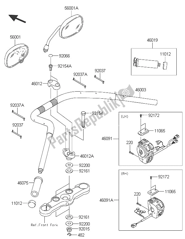 All parts for the Handlebar of the Kawasaki Vulcan 1700 Voyager ABS 2016