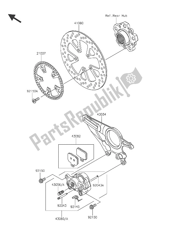 Tutte le parti per il Freno Posteriore del Kawasaki Ninja H2R 1000 2016