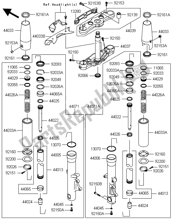Tutte le parti per il Forcella Anteriore del Kawasaki VN 1700 Classic ABS 2014