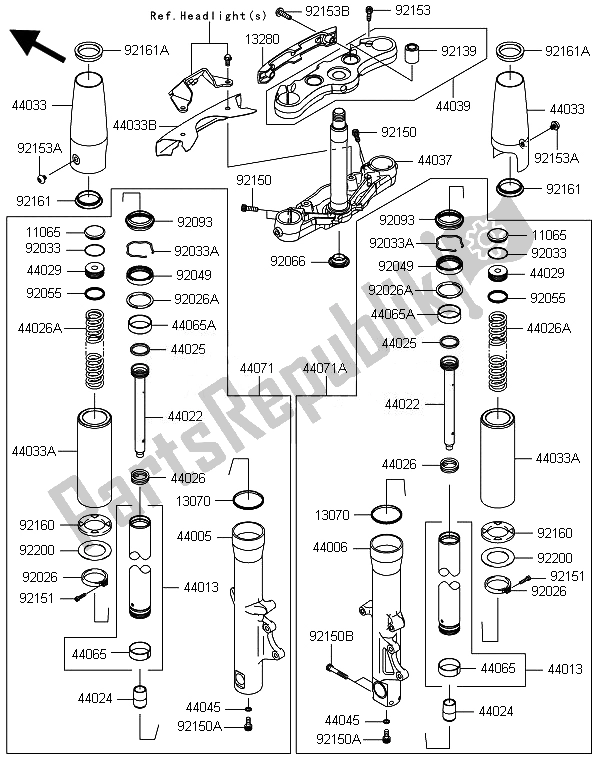 All parts for the Front Fork of the Kawasaki VN 1700 Classic ABS 2014