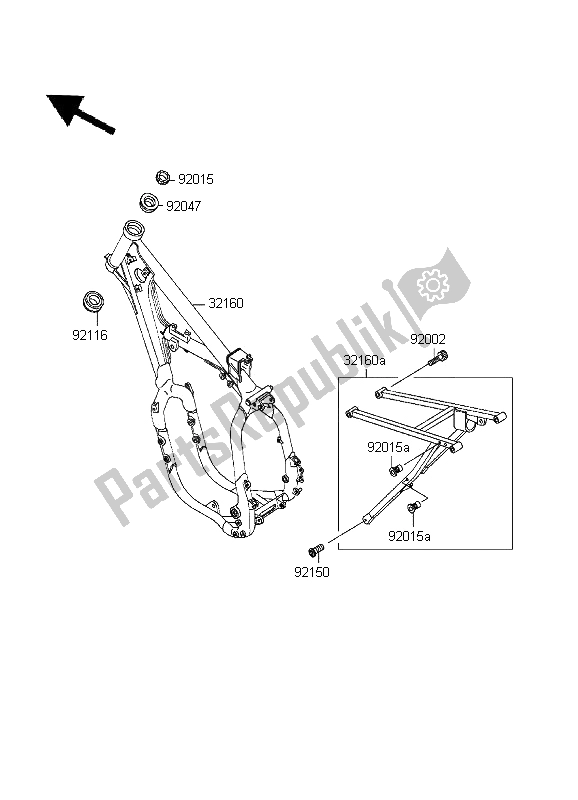 Todas las partes para Marco de Kawasaki KX 500 1995