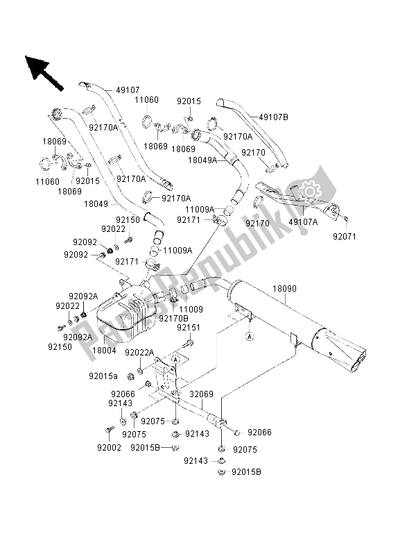 Alle onderdelen voor de Geluiddemper van de Kawasaki VN 1500 Drifter 2001