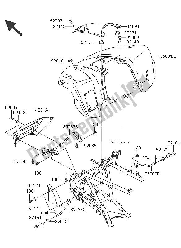 Tutte le parti per il Parafanghi Anteriori del Kawasaki KFX 700 2005