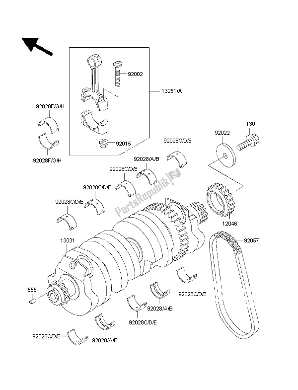 All parts for the Crankshaft of the Kawasaki 1000 GTR 1997